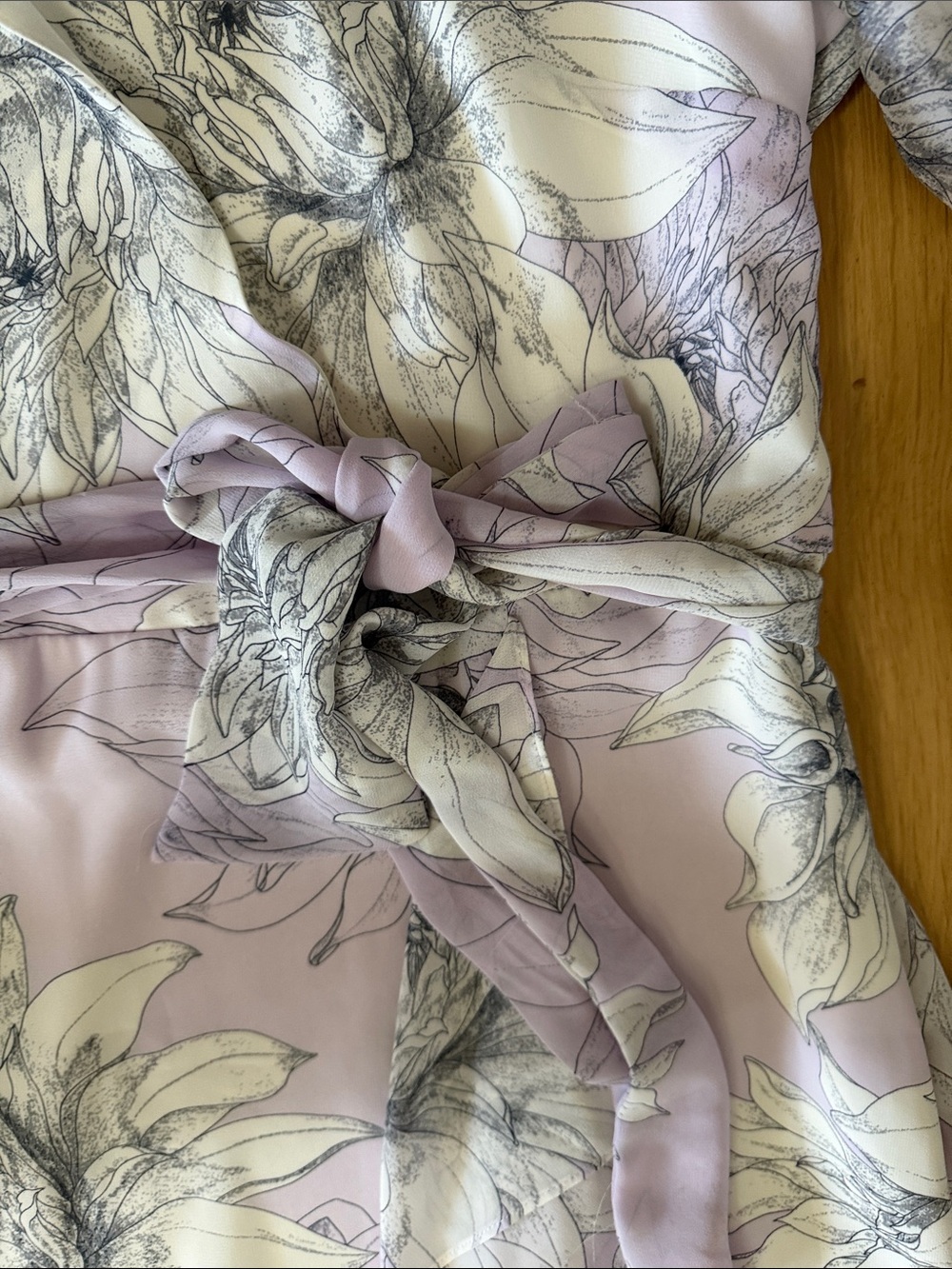 Calvin Klein Lavender Floral Wrap Midi Dress - Picture 7 of 10